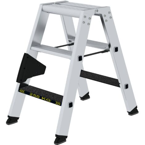 Günzburger Steigtechnik Stufen-Stehleiter 250 kg beidseitig begehbar mit clip-step R13 2 x 3 Stufen - 043803