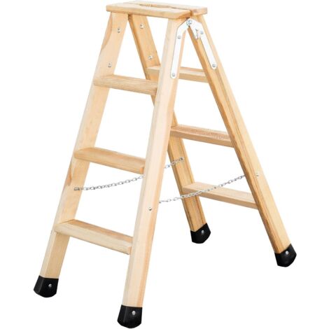 Günzburger Steigtechnik Stufen-Stehleiter beidseitig begehbar Holz 2 x 4 Stufen - 033808