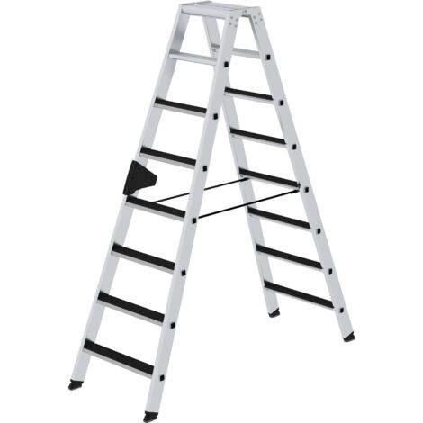 Günzburger Steigtechnik Stufen-Stehleiter beidseitig begehbar mit clip-step 2 x 8 Stufen - 041608
