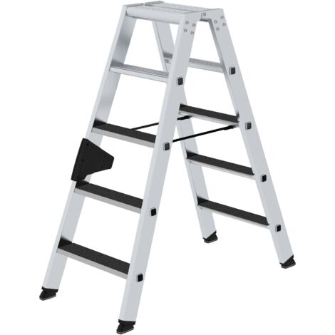 Günzburger Steigtechnik Stufen-Stehleiter beidseitig begehbar mit clip-step R13 2 x 5 Stufen - 041638