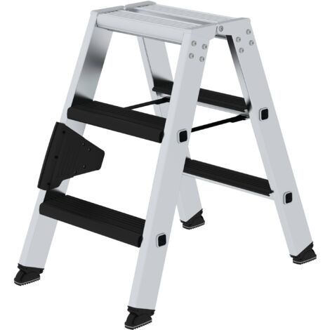 Günzburger Steigtechnik Stufen-Stehleiter beidseitig begehbar mit clip-step relax 2 x 3 Stufen - 042206