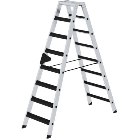 Günzburger Steigtechnik Stufen-Stehleiter beidseitig begehbar mit clip-step relax 2 x 8 Stufen - 042216