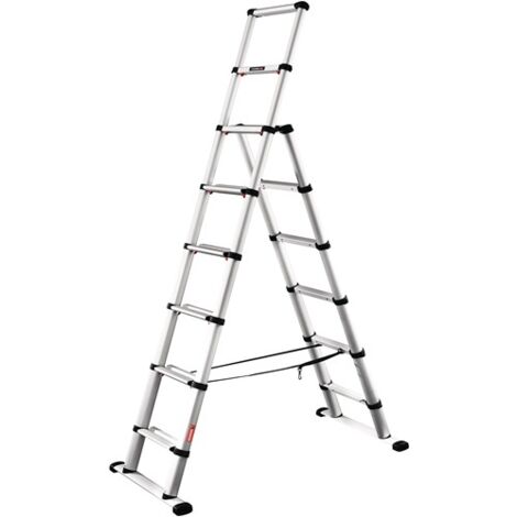 Günzburger Steigtechnik Teleskop-Kombileiter Combi Line 6 + 2 Stufen nutzbar als Anlege- oder Stehleiter - 115476