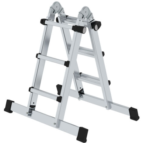 Günzburger Steigtechnik Teleskopleiter 4tlg. mit Traverse 4 x 3 Sprossen - 032121