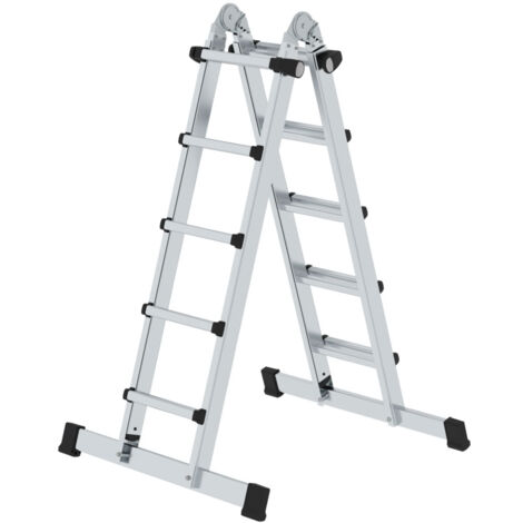 Günzburger Steigtechnik Teleskopleiter 4tlg. mit Traverse 4 x 5 Sprossen - 032123
