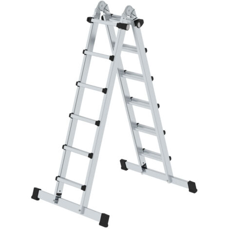 Günzburger Steigtechnik Teleskopleiter 4tlg. mit Traverse 4 x 6 Sprossen - 032124