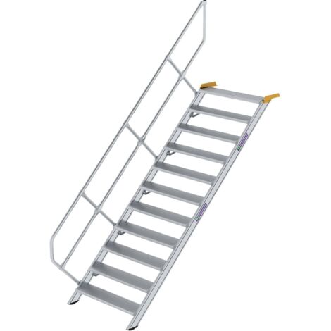 Günzburger Steigtechnik Treppe 45° Stufenbreite 1.000 mm 11 Stufen Aluminium geriffelt - 600351