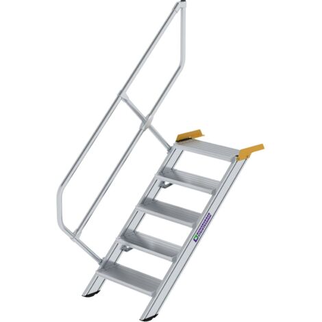 Günzburger Steigtechnik Treppe 45° Stufenbreite 600 mm 5 Stufen Aluminium geriffelt - 600245