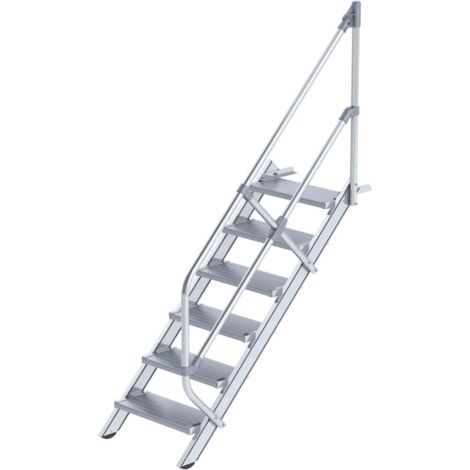 Günzburger Steigtechnik Treppe 45° Stufenbreite 600 mm 6 Stufen Aluminium geriffelt - 600246