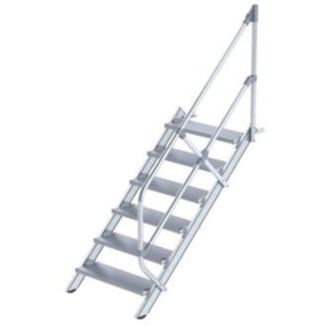 Günzburger Steigtechnik Treppe 45° Stufenbreite 800 mm 6 Stufen Aluminium geriffelt - 600266