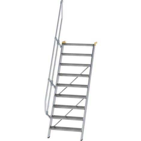 Günzburger Steigtechnik Treppe 60° Stufenbreite 600 mm 4 Stufen Aluminium geriffelt - 600204