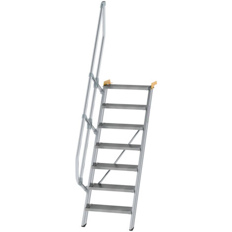 Günzburger Steigtechnik Treppe 60° Stufenbreite 600 mm 7 Stufen Aluminium geriffelt - 600207