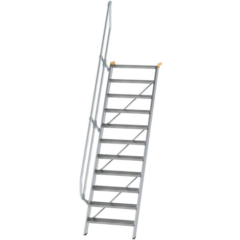Günzburger Steigtechnik Treppe 60° Stufenbreite 800 mm 11 Stufen Aluminium geriffelt - 600231