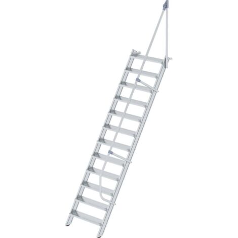 Günzburger Steigtechnik Treppe 60° Stufenbreite 800 mm 12 Stufen Aluminium geriffelt - 600232