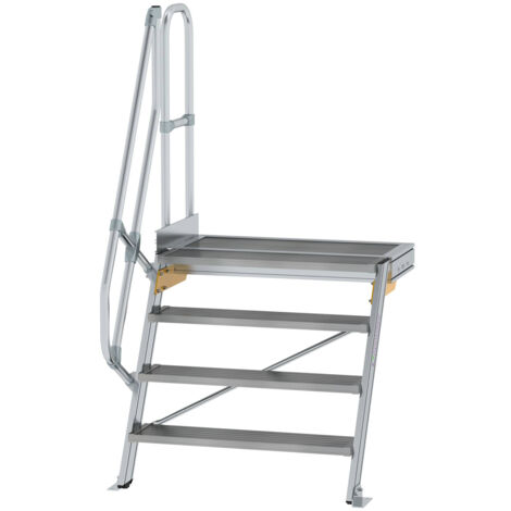 Günzburger Steigtechnik Treppe mit Plattform 60° Stufenbreite 1.000 mm 4 Stufen Aluminium geriffelt - 600404