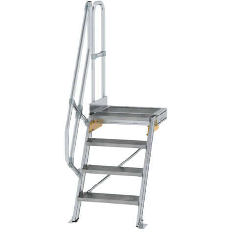Günzburger Steigtechnik Treppe mit Plattform 60° Stufenbreite 600 mm 4 Stufen Aluminium geriffelt - 600364