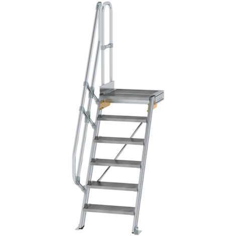 Günzburger Steigtechnik Treppe mit Plattform 60° Stufenbreite 600 mm 6 Stufen Aluminium geriffelt - 600366