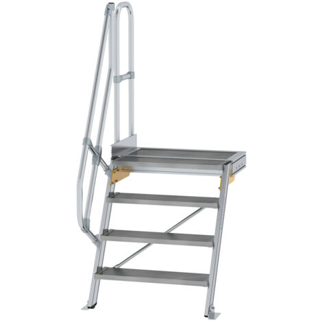 Günzburger Steigtechnik Treppe mit Plattform 60° Stufenbreite 800 mm 4 Stufen Aluminium geriffelt - 600384