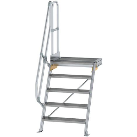 Günzburger Steigtechnik Treppe mit Plattform 60° Stufenbreite 800 mm 5 Stufen Aluminium geriffelt - 600385