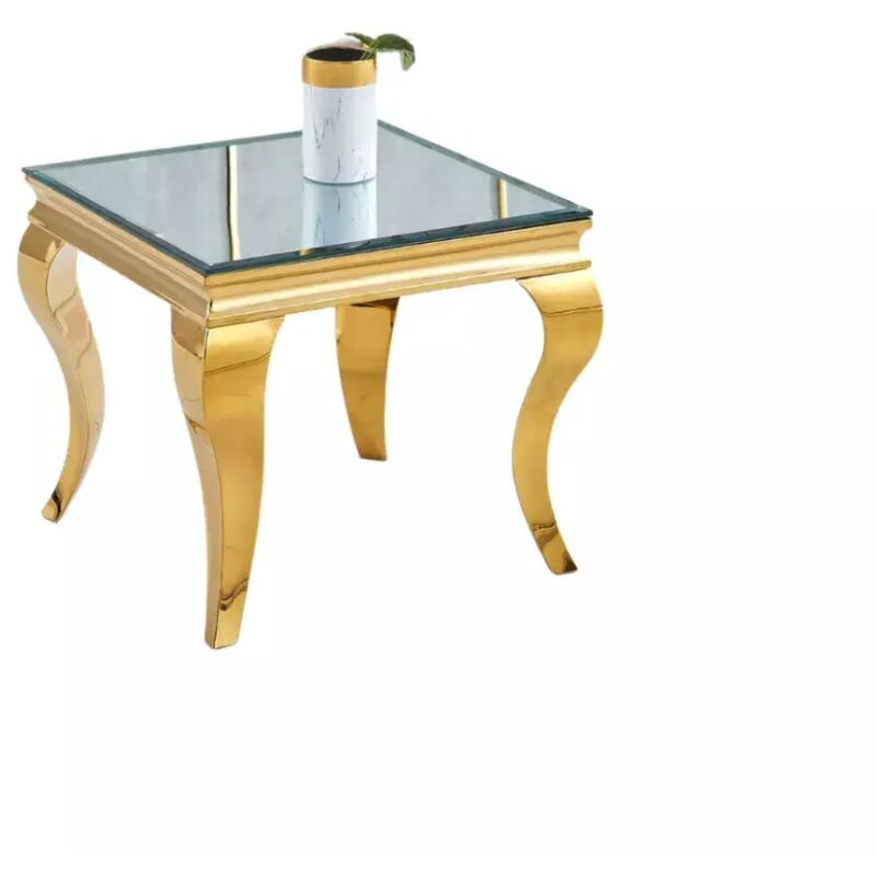 Guéridon baroque Gold plateau verre Miroir 50x50 cm