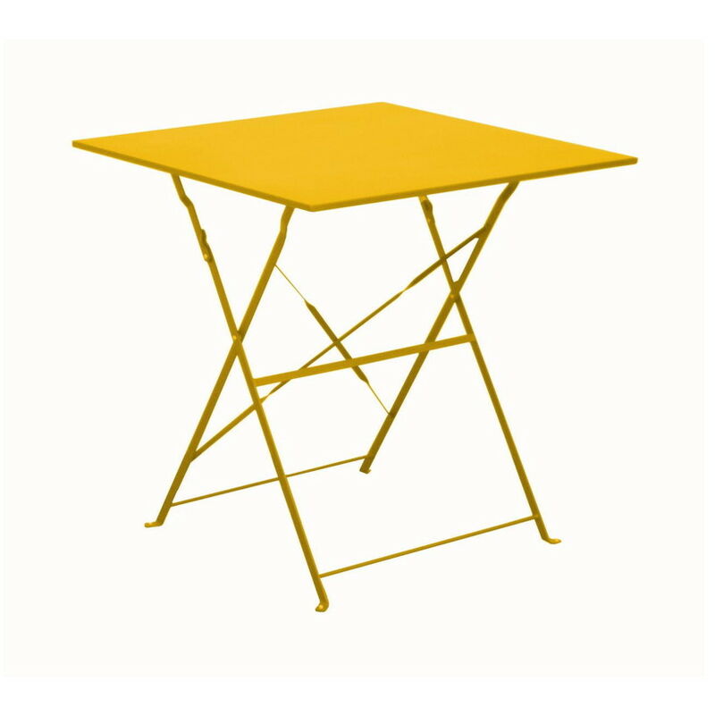 Proloisirs - Gueridon de jardon pliant Cuba en acier 70 x 70 cm - Miel
