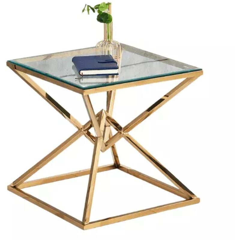 Guéridon pyramide Gold Transparent 55x55x H55 cm