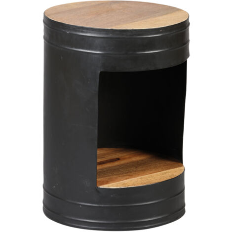 Guéridon rond 39 cm en bois et acier - DALBERGIA