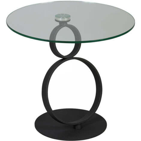 Guéridon ronde 60 cm en verre trempé et acier