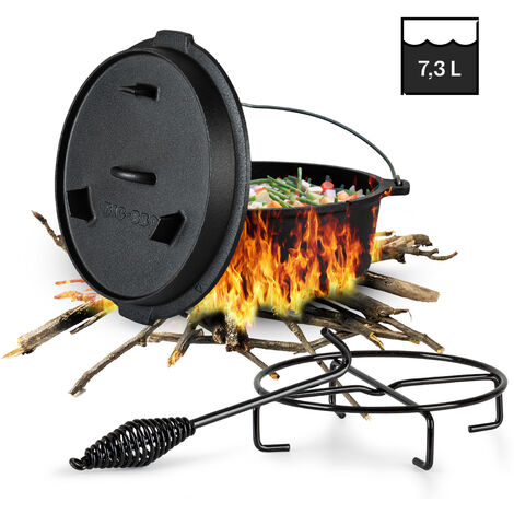 Guernsey Premium Dutch Oven 6.0 BBQ Pot Cast Iron Pre-Baked Size M / 6 qt