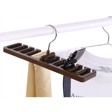 Gürtel- und Schalhalter mit 10 Fächern, platzsparender Kleiderschrank-Organizer, braun
