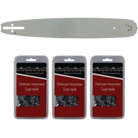 GT MARKET Guía de 40 cm (16 pulgadas) + lote de 3 cadenas de 60 eslabones - Compatible con motosierras HUSQVARNA