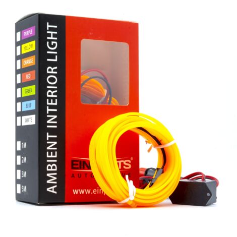 Guía de luces LED para coche, luz ambiental, 12 V, ámbar, 3 metros