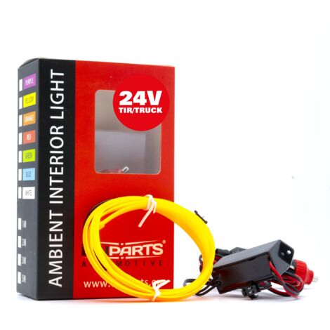 Guía de luces LED para coche, luz ambiental, 24 V, ámbar, 1 metro