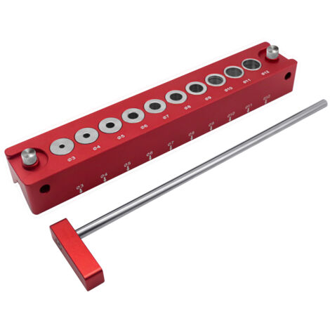 Guía de perforación para madera de aleación de aluminio, bloque guía de 45°, posicionador de agujeros con enchufes de 3-12 mm, para cubiertas de troncos.