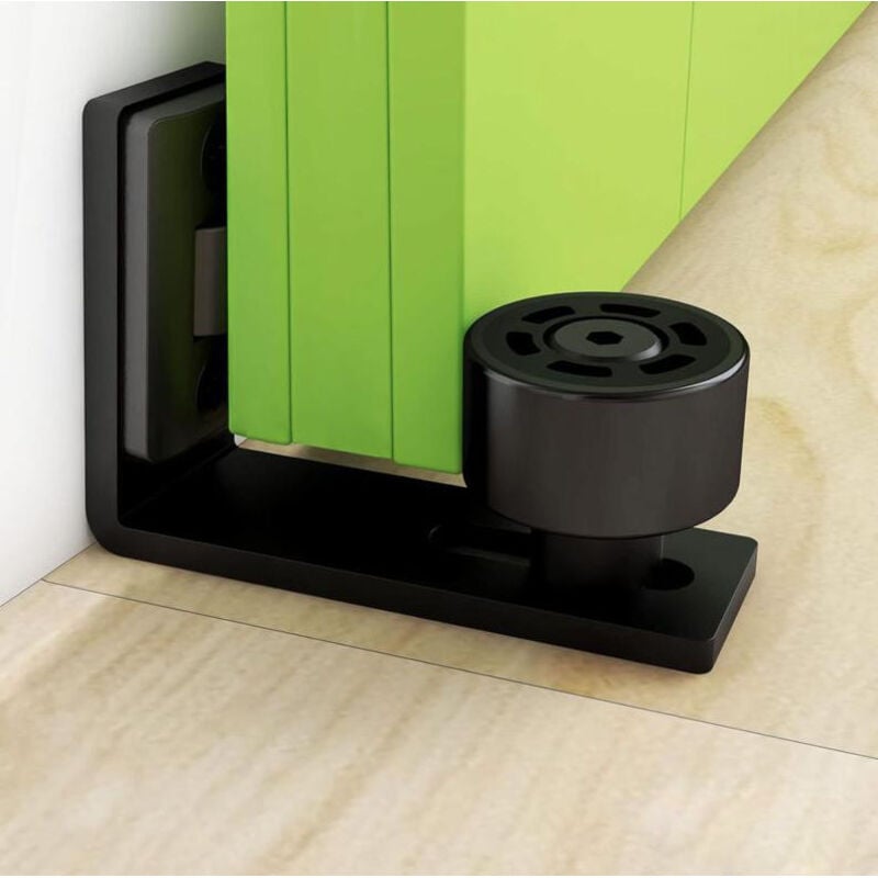 Guía de piso ajustable, guía inferior de pared/puerta para puerta corrediza de madera, color negro