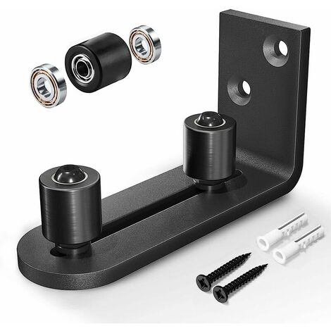 Guía de piso inferior para puerta de granero corrediza, rodamientos de bolas ajustables, sistema de montaje en pared, diseño de fondo plano al ras, 2 opciones de configuración de ensamblaje, se adapta