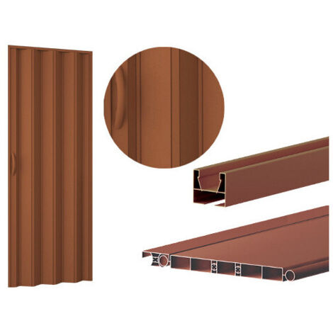 Guía de PVC de 150 cm para puertas plegables con efecto nogal – accesorio superior
