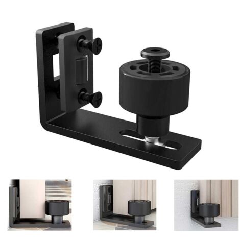 Guía de suelo ajustable, guía inferior para puertas correderas de madera, 9,3 x 3 x 6 cm, negra