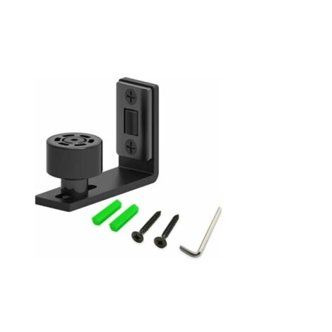 Guía de suelo negra ajustable, guía inferior para puerta corrediza de madera, pared o puerta.