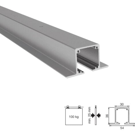 MENGUAL Guia Klein Lite+ 100 Top Negro 4Mts (F8) - Guias empotrables para puertas correderas Klein LITE TOP 100