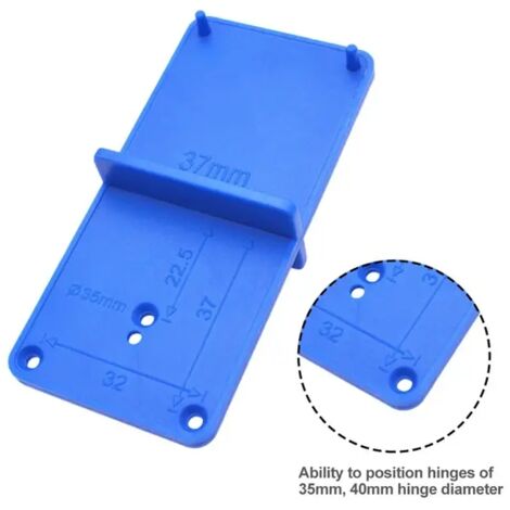 Guía para perforar bisagras de 35/40 mm, herramienta para perforar puertas, armarios, plantillas de bricolaje para herramientas manuales de carpintería, color azul