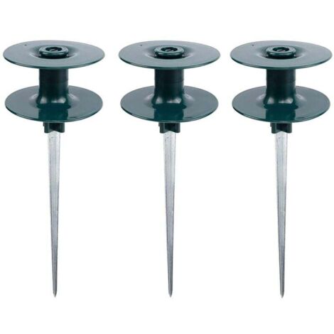 Guías para manguera de jardín (paquete de 3), de zinc resistente y antioxidante, con estaca de metal verde oscuro para riego. Guías para manguera de agua, guía de estaca de zinc.