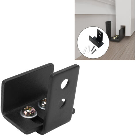 Guichet de Porte d'Étable à Plaque Carbone avec Rail de Guidage Sol et Accessoires de Montage