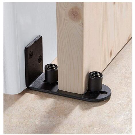 Guida a pavimento per porte scorrevoli da fienile, montaggio a parete, regolabile, guida con cuscinetti a sfera, nero