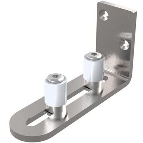 Guida a rulli per porte scorrevoli - Acciaio inox - Regolabile - Con viti - Per porte a battente - Argento