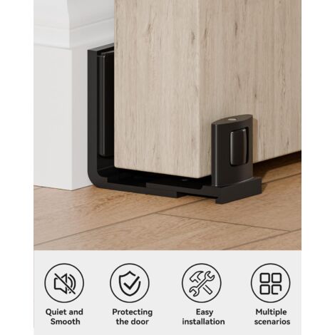 Guida inferiore per porta scorrevole a fienile, design flessibile a forma di U, lega di alluminio con rulli in nylon lisci, montaggio a parete
