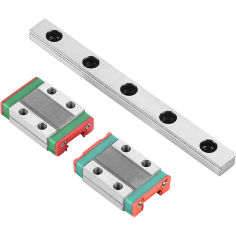Guida lineare MGN9B con diametro di 100 mm e larghezza di 9 mm, con 2 carrelli guida MGN9B.