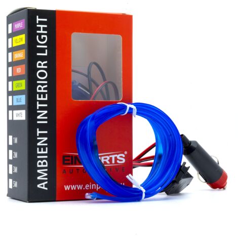 Guida luminosa a LED per auto, luce ambientale 12 V blu, 2 metri