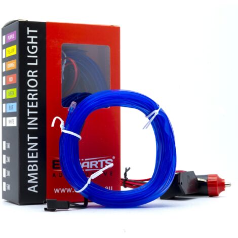 Guida luminosa a LED per auto, luce ambientale 12 V blu, 5 metri