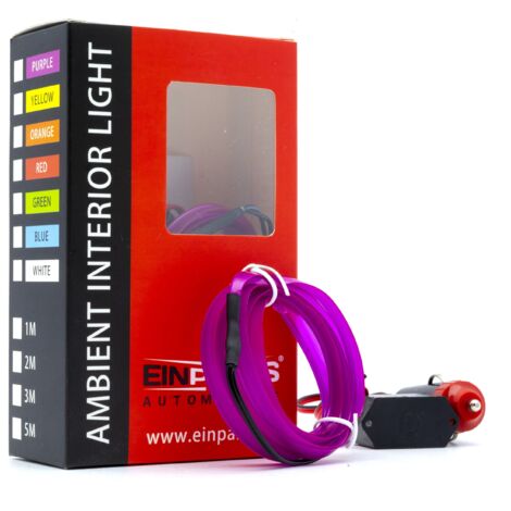 Guida luminosa a LED per auto, luce ambientale 12 V viola, 1 metro